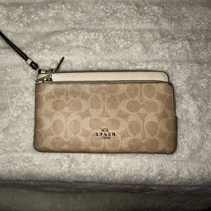Coach Beige and Cream Wristlet